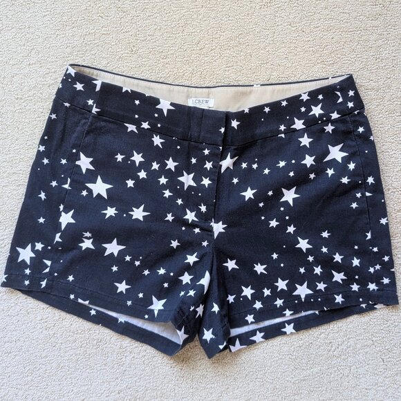 NEW J. Crew Stars Pattern Printed Chino Shorts 3" Women's 4 flat front 4th July - Picture 1 of 11